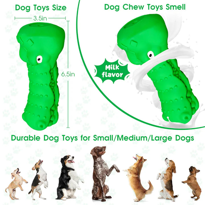 Green Rubber Alligator Head Dog Chew Toy For Aggressive Chewers