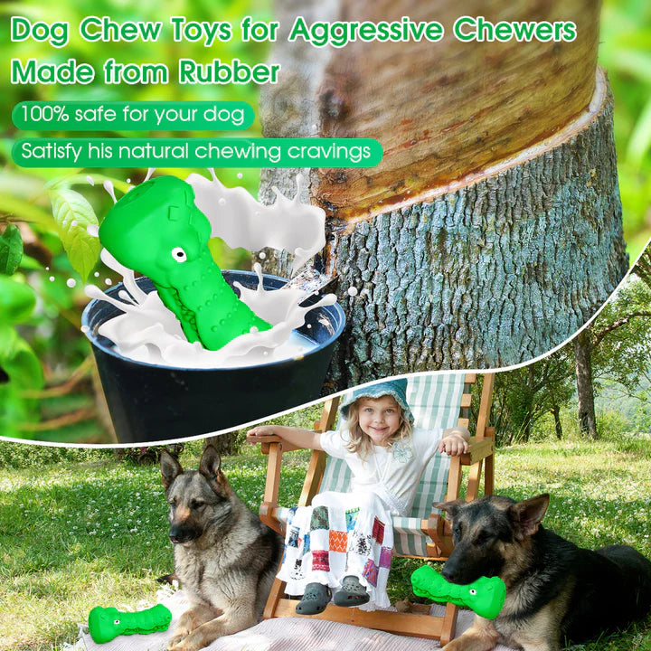 Green Rubber Alligator Head Dog Chew Toy For Aggressive Chewers