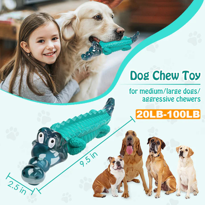 Blue Alligator Dog Chew Toy For Aggressive Chewers