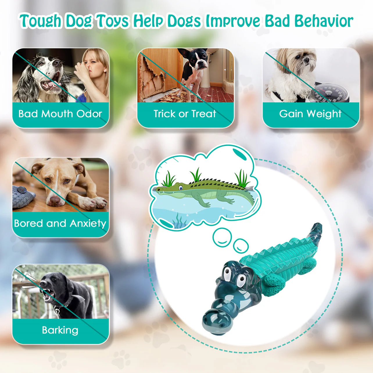 Blue Alligator Dog Chew Toy For Aggressive Chewers