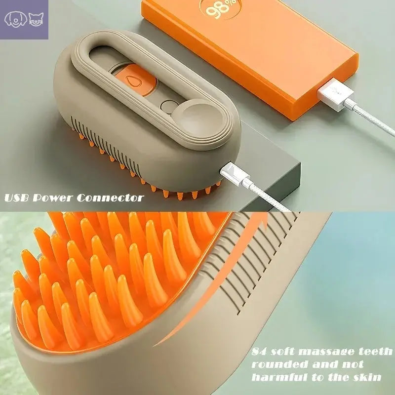 3 in 1 Pet Cat Dog Steamy Spray Cleaning Brush Electric Anti-splashing Hair Removal Massage Brush Pet Grooming Hair Removal Comb PawsMagics