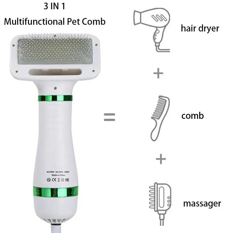 3 in 1 Pet Grooming Dryer with Slicker Brush - PawsMagics