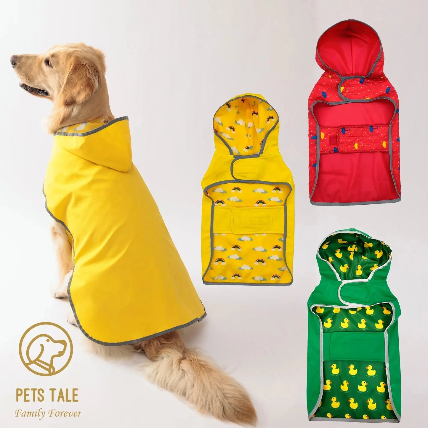 All Weather Dog Raincoat – Dual-Sided Waterproof with Velcro Closure PawsMagics