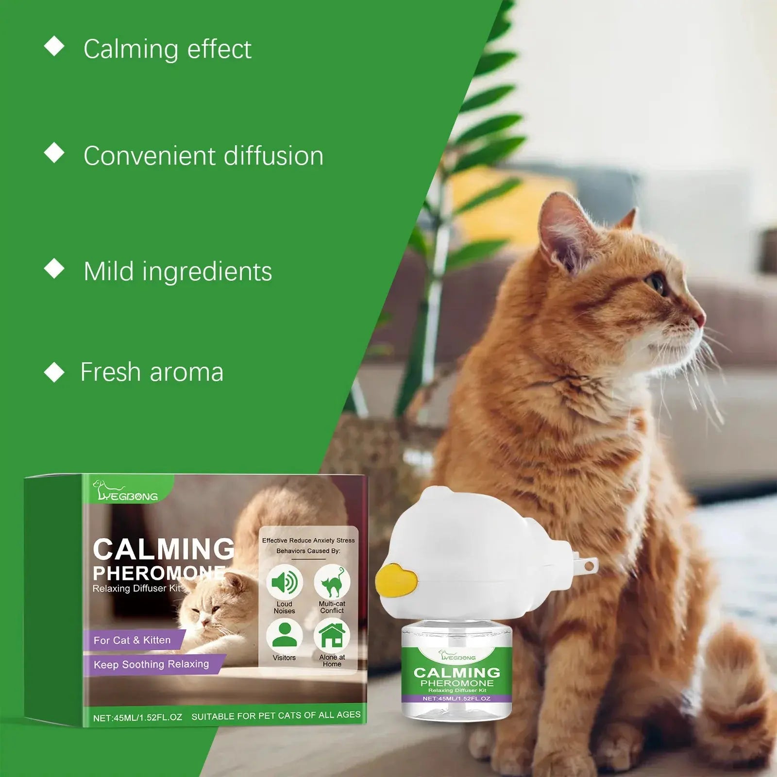 Cat Calming Diffuser Kit Refill Calming Mood Relaxing Anti Anxiety Stress Soothing Comforting Pets Pheromone Calming Diffuser PawsMagics