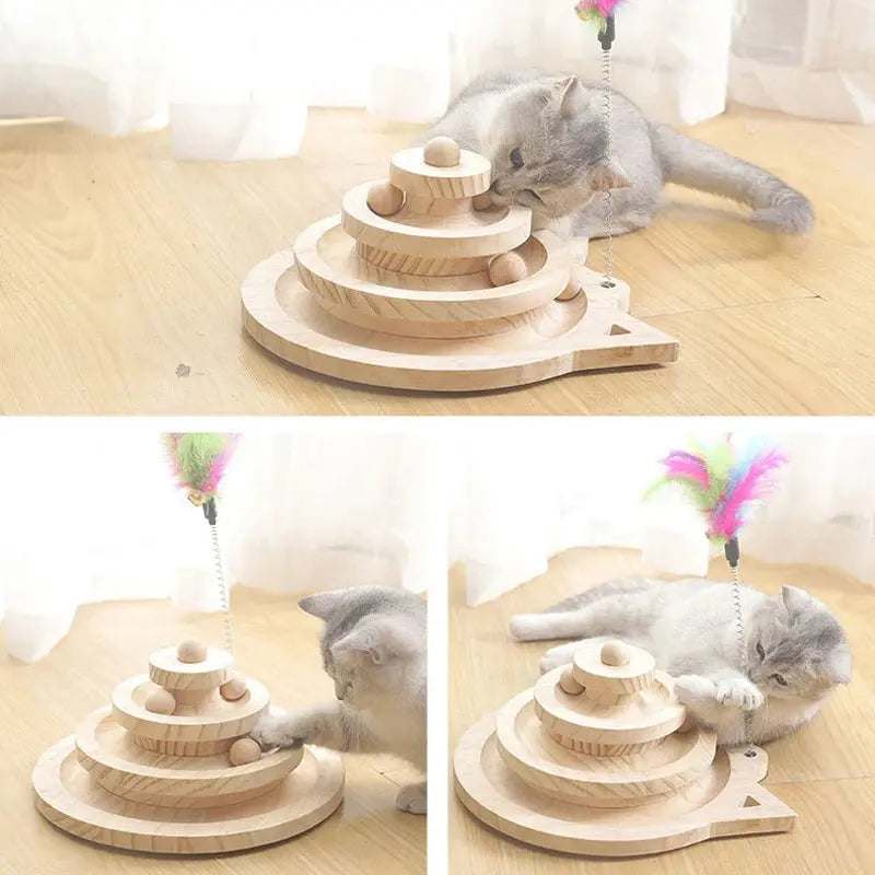 Cat Toy Tower with Triple Track Discs for Endless Fun and Training! PawsMagics