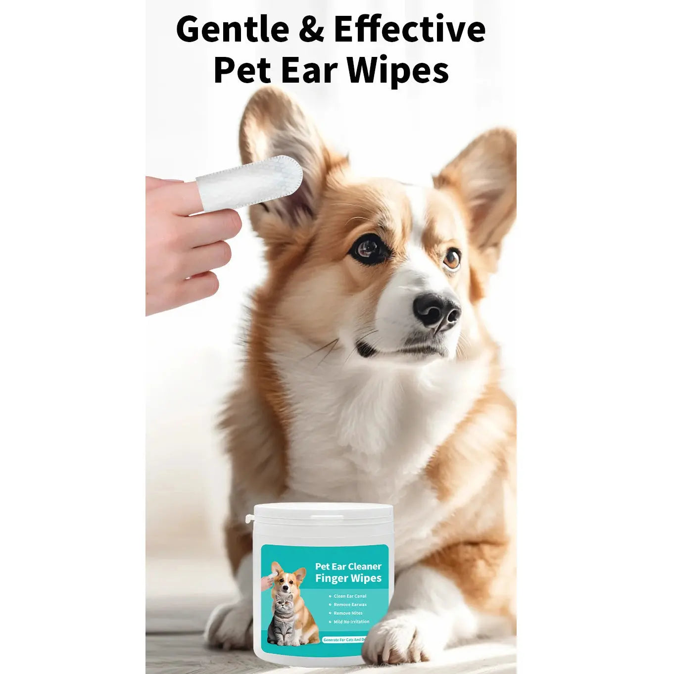 Dog Ear Relief Finger Wipes 50 Pcs PawsMagics