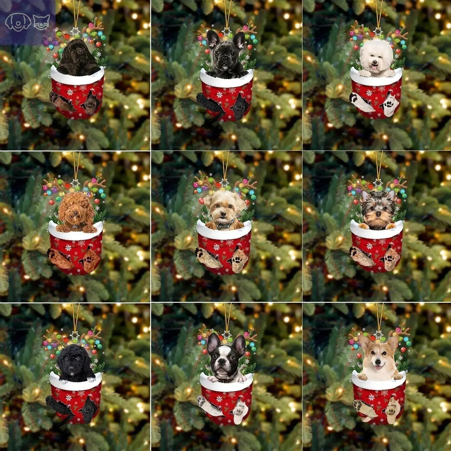 Dogs Snow Pocket Ornaments - PawsMagics