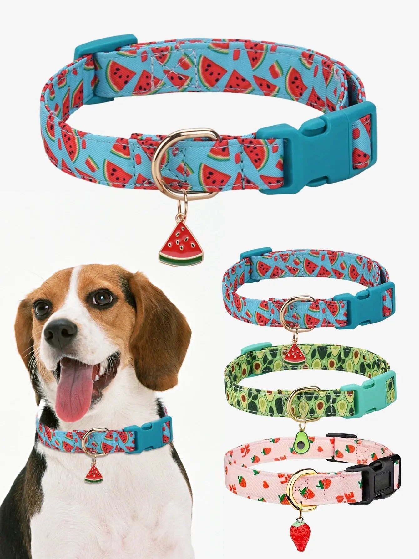 Fruit Pattern Dog Collar with Metal Pendant – Stylish & Comfortable PawsMagics