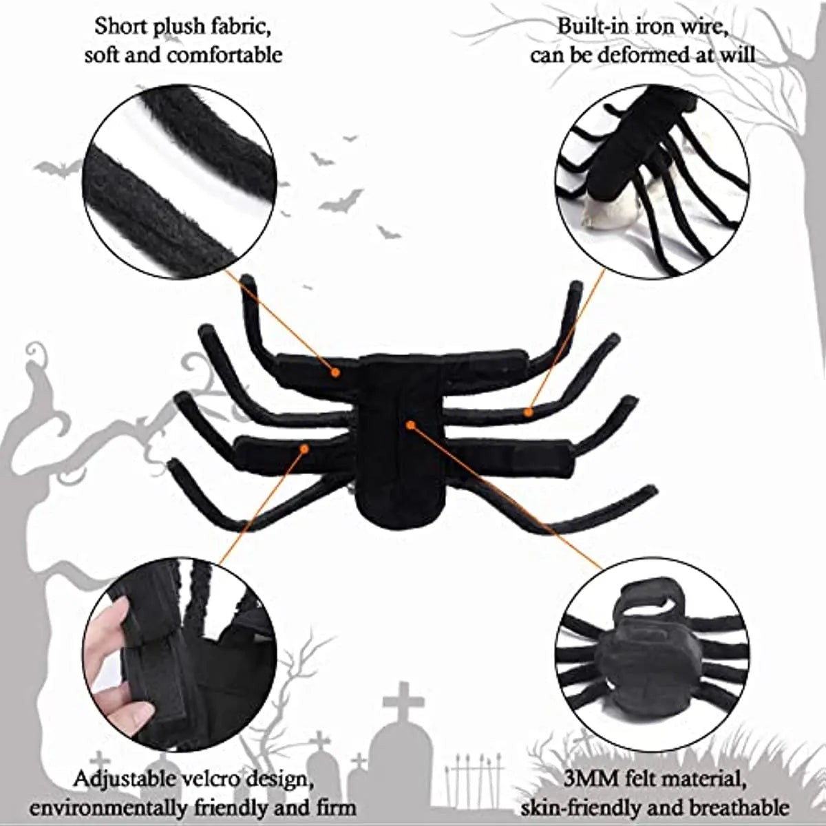 Pet Spider Costume - Halloween Spider Costume for Cats and dogs