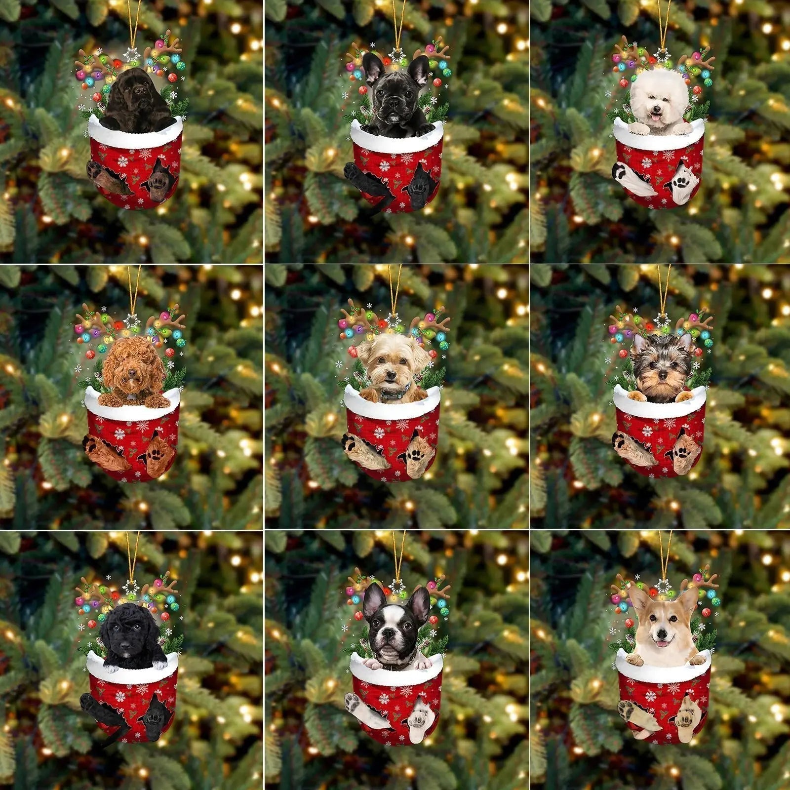 Dogs Snow Pocket Ornaments - PawsMagics