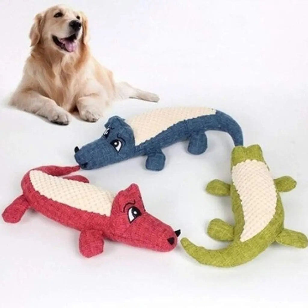 Squeaky crocodile plush for aggressive chewers🐾 - PawsMagics