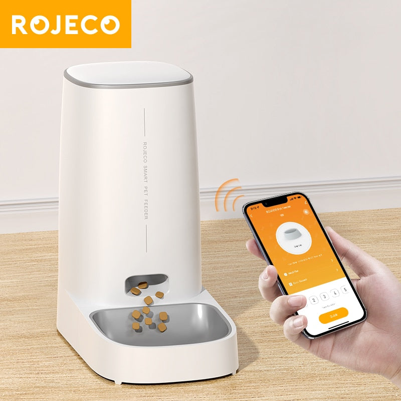 ROJECO Automatic Cat Feeder Pet Smart WiFi Cat Food Kibble Dispenser Remote Control Auto Feeder For Cat Dog Dry Food Accessories - PawsMagics