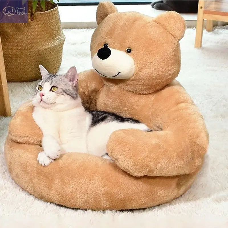 Teddy Bear Cuddler Pet Bed - PawsMagics